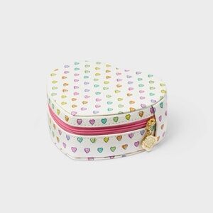 Disco Heart Roller Rabbit Print White Jewelry Box with Pink Zip